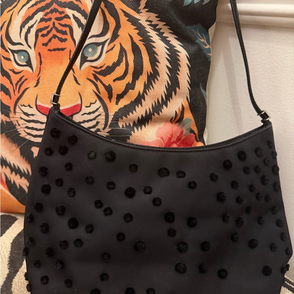 Versace Black Shoulder Bag with Textured Design silver Medusa hardware